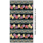 Lily stripe black multi quilting fabric floral paisley bands purple coral yellow teal for borders sashing and dramatic floral quilts