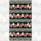 Lily stripe black multi quilting fabric floral paisley bands purple coral yellow teal for borders sashing and dramatic floral quilts