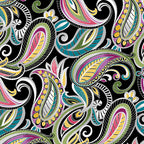 Bold paisley quilting fabric black multi teal pink olive green yellow purple for statement quilts feature blocks and patchwork projects