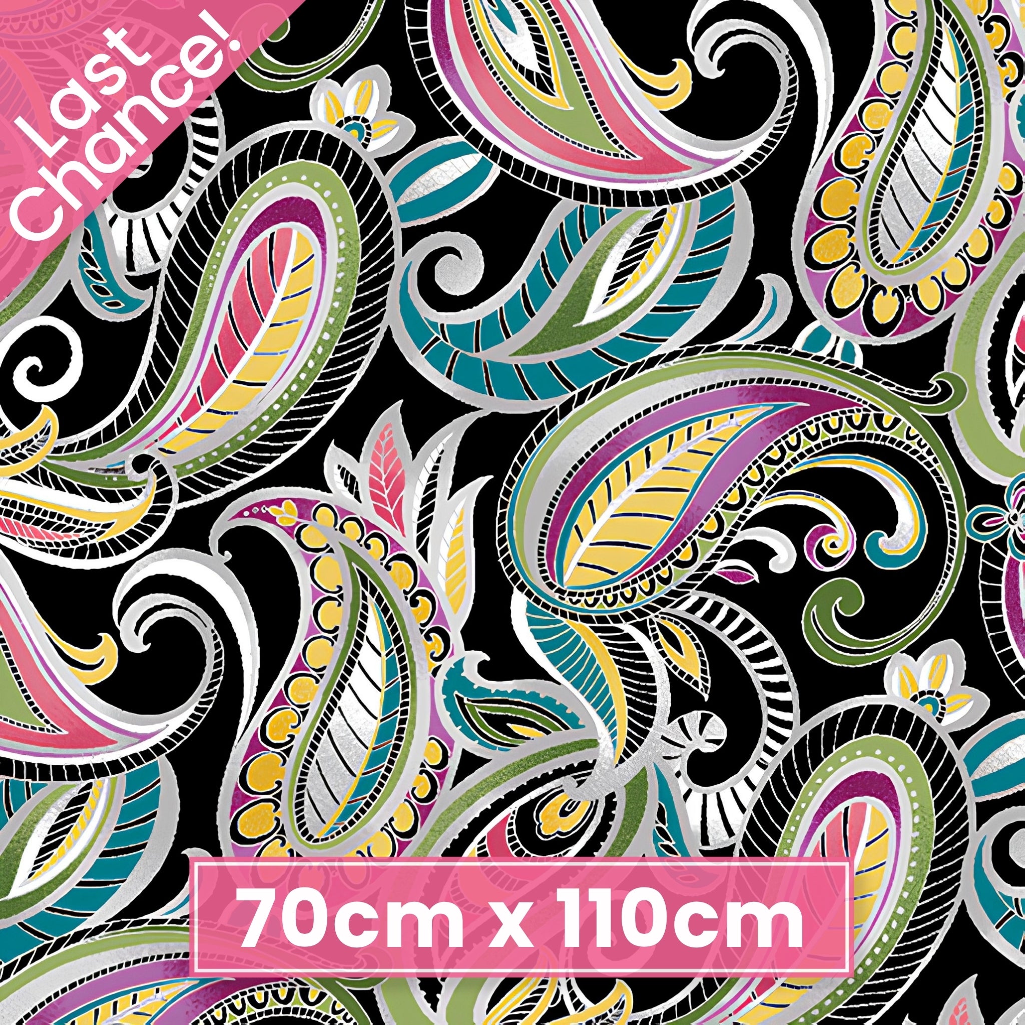 Bold paisley quilting fabric black multi teal pink olive green yellow purple for statement quilts feature blocks and patchwork projects