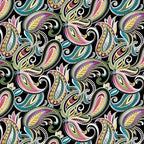 Bold paisley quilting fabric black multi teal pink olive green yellow purple for statement quilts feature blocks and patchwork projects