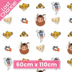Disney Lion King Simba character heads white fabric for kids' quilts, bags and patchwork sewing projects