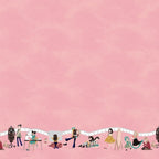 Little Sewists double border fabric in blush pink with sewing-themed motifs, perfect for quilts, bags, and sewing projects