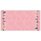 Little Sewists double border fabric in blush pink with sewing-themed motifs, perfect for quilts, bags, and sewing projects