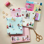 Little Sewists girls sewing novelty fabric bundle pink aqua white patchwork Michael Miller for children's quilts girls sewing projects and novelty patchwork