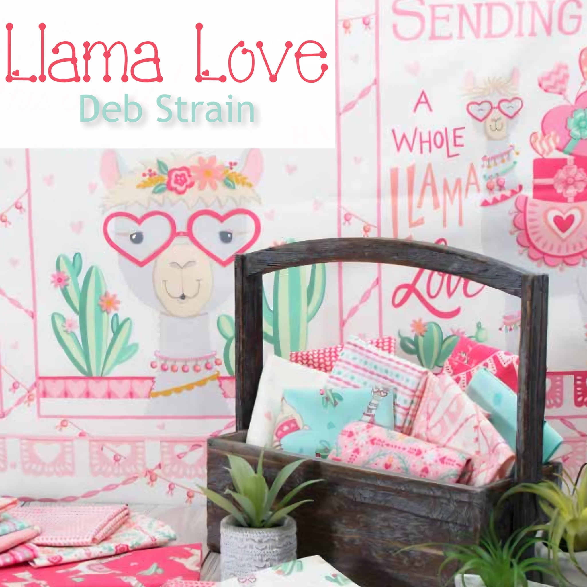 Llama Love by Deb Strain Moda fabric collection pink aqua white llama novelty quilting cotton girls quilts cushions and tween bedroom projects