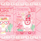 Llama Love panel pretty pink Sending You a Whole Llama Love block llama heart glasses gifts cacti fabric for girls quilts and novelty sewing