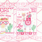 Llama Love panel snowy white Sending You a Whole Llama Love block llama heart glasses gifts cacti fabric for girls quilts and novelty sewing