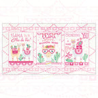 Llama Love novelty panel snowy white three blocks llama puns heart glasses cacti bunting fabric for girls quilts wall hangings and tween bedroom projects