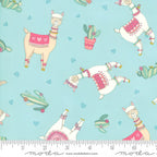 Cute quirky llamas heart shaped glasses cacti hearts pink aqua fabric for girls quilts tween bedroom projects and novelty patchwork sewing