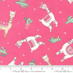 Cute quirky llamas heart shaped glasses cacti hearts pink hot pink background fabric for girls quilts tween bedroom projects and novelty patchwork sewing