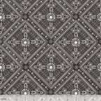 Versatile bandana paisley bold black fabric for horse-themed quilts bags and riding accessories