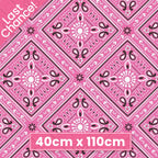 Classic bandana paisley vibrant pink fabric for horse-themed quilts bags and riding accessories