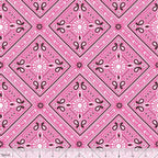 Classic bandana paisley vibrant pink blender fabric for horse-themed quilts bags and riding accessories