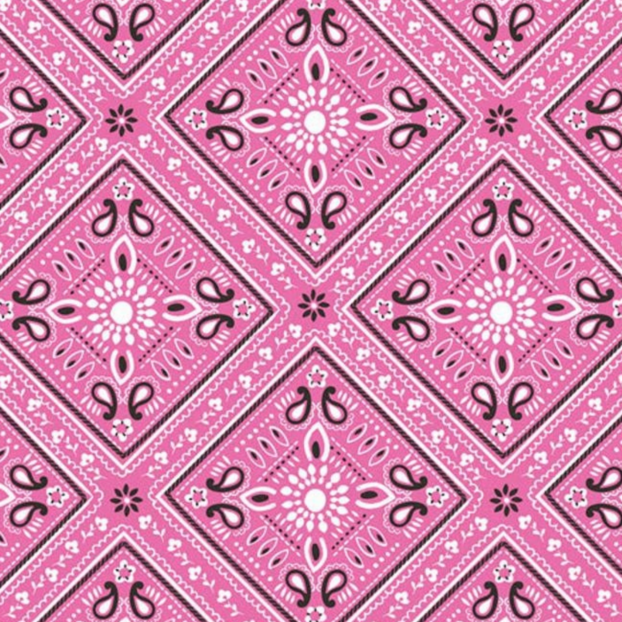 Classic bandana paisley vibrant pink fabric for horse-themed quilts bags and riding accessories
