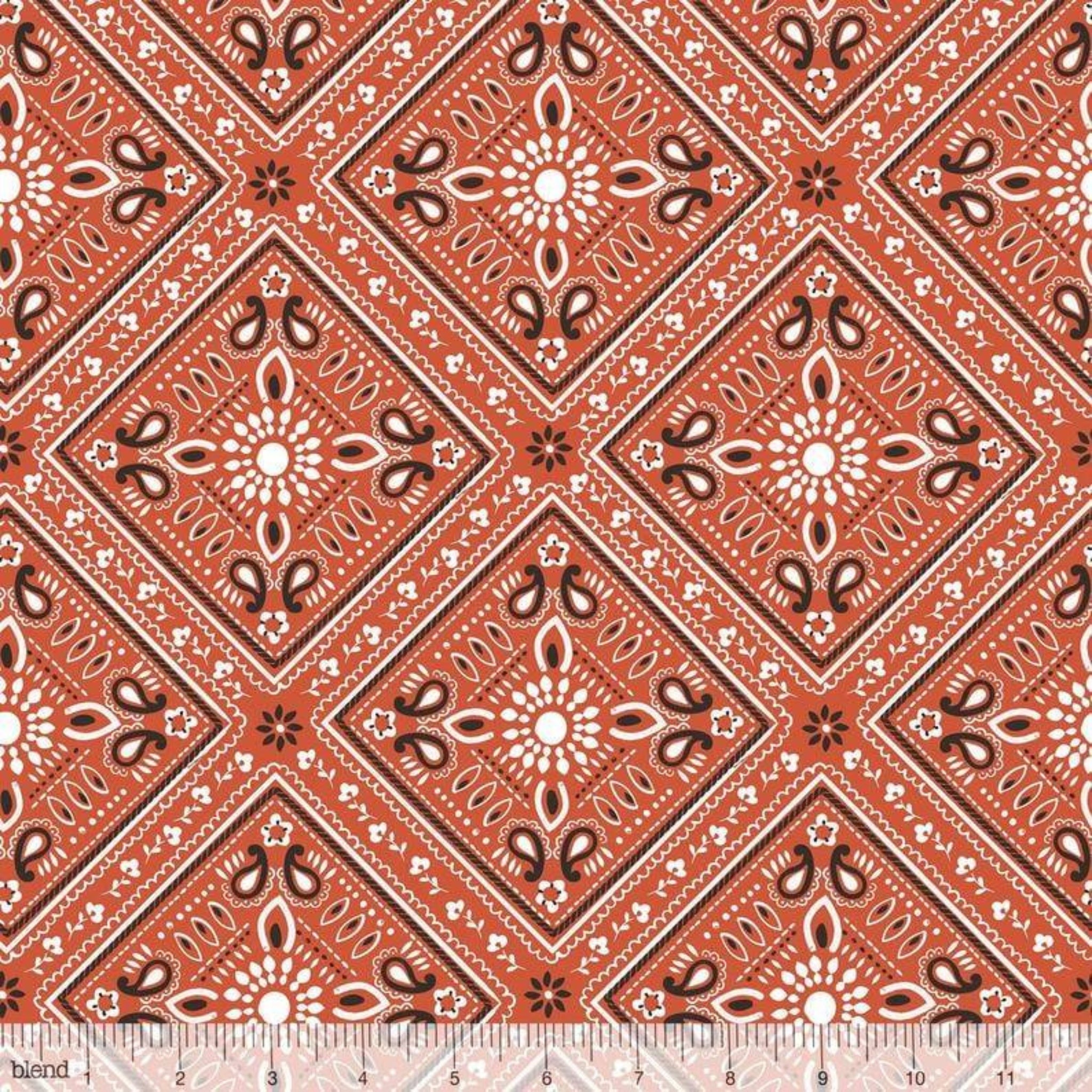 Classic bandana paisley vibrant red fabric for horse-themed quilts bags and riding accessories