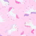 White unicorn pink purple mane silver glitter stars bright pink fabric for girls quilts dresses scrunchies and kids sewing projects