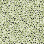 Tonal sage green fabric with a dense, all-over pattern of small hyacinth flowers on black