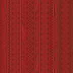 Tonal red fabric with vertical stripes of scrollwork and textured patterns