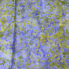 Blue purple olive green damask batik quilting fabric organic leafy pattern for nature quilts and patchwork projects