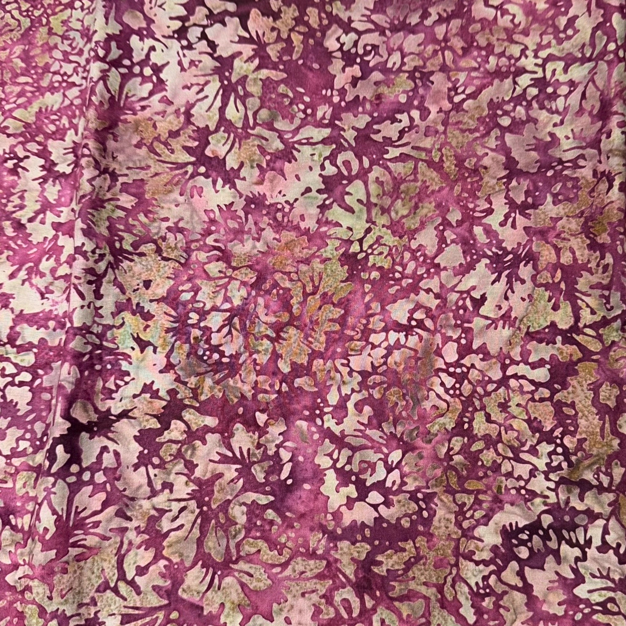 Deep magenta pink and taupe floral damask batik fabric for quilt backgrounds sashing and patchwork projects