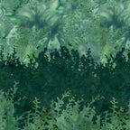 Deep teal green pale mint botanical silhouette double border batik quilting fabric for quilt borders and nature patchwork