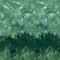 Deep teal green pale mint botanical silhouette double border batik quilting fabric for quilt borders and nature patchwork