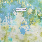Cream yellow green blue grey botanical silhouette double border batik quilting fabric for quilt borders and nature patchwork