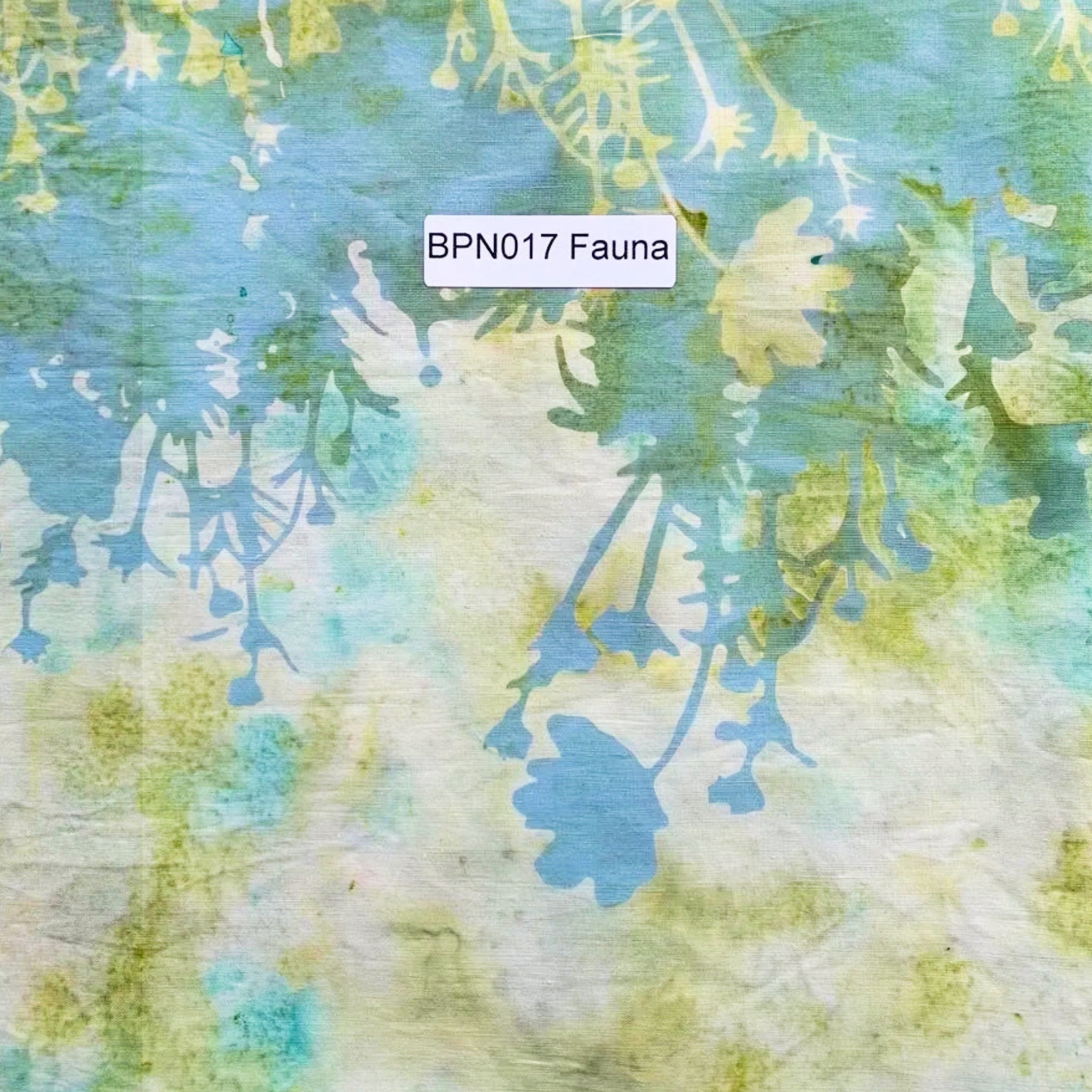 Cream yellow green blue grey botanical silhouette double border batik quilting fabric for quilt borders and nature patchwork