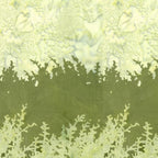 Olive green pale yellow-green botanical silhouette double border batik quilting fabric for quilt borders and nature patchwork