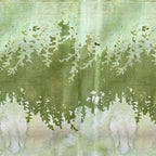 Olive green pale yellow-green botanical silhouette double border batik quilting fabric for quilt borders and nature patchwork