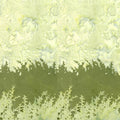 Olive green pale yellow-green botanical silhouette double border batik quilting fabric for quilt borders and nature patchwork
