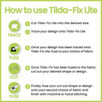 How to use Tilda-Fix Lite fusible web trace fuse cut applique step by step instructions iron on fabric quilting sewing notions