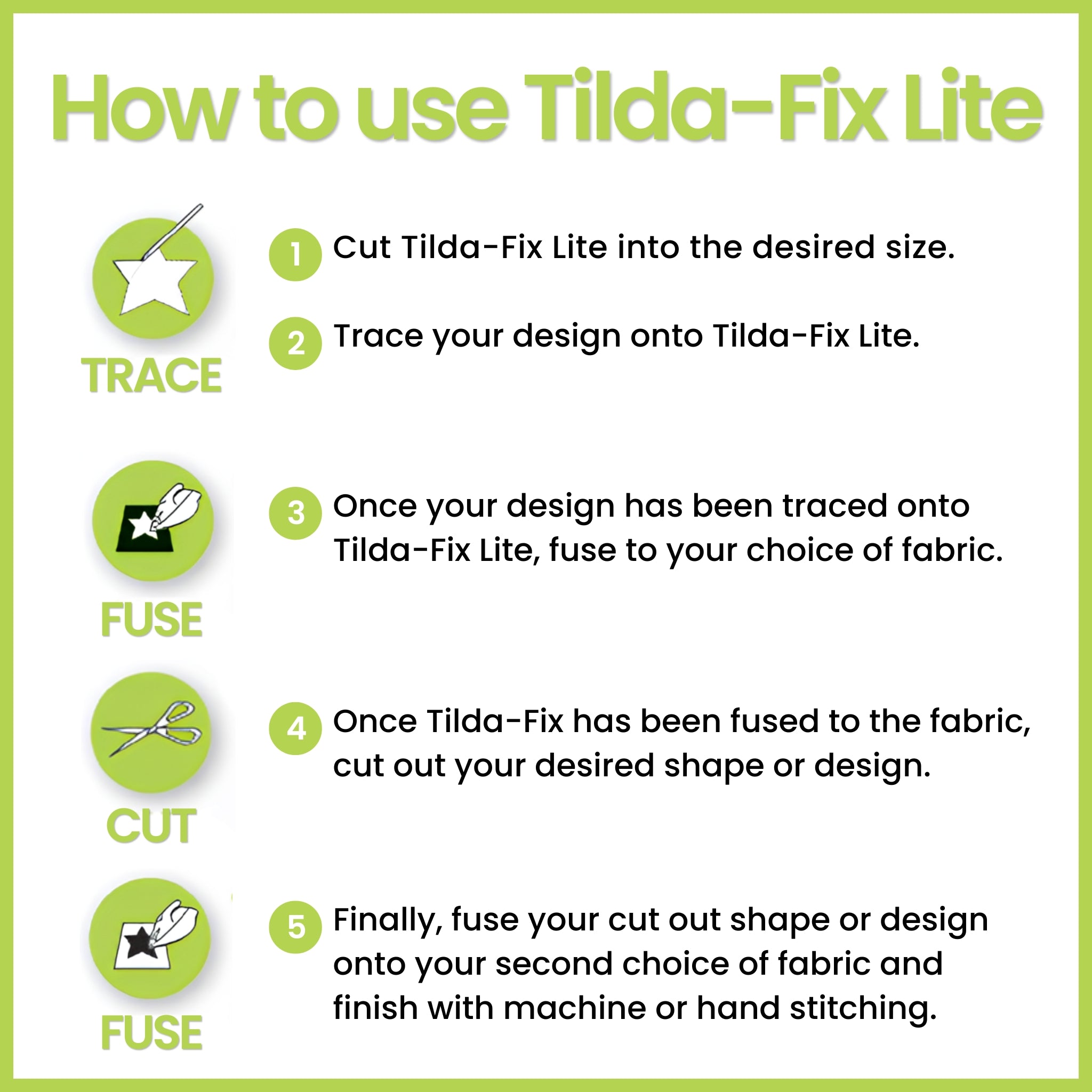 How to use Tilda-Fix Lite fusible web trace fuse cut applique step by step instructions iron on fabric quilting sewing notions
