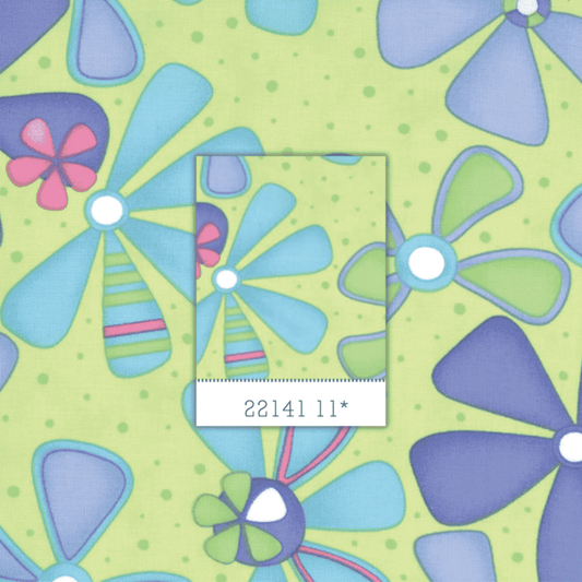 Me and My Sister: Dilly Dally 22141 11 (Green/Multi Flowers) - Three Wishes Patchwork Fabric