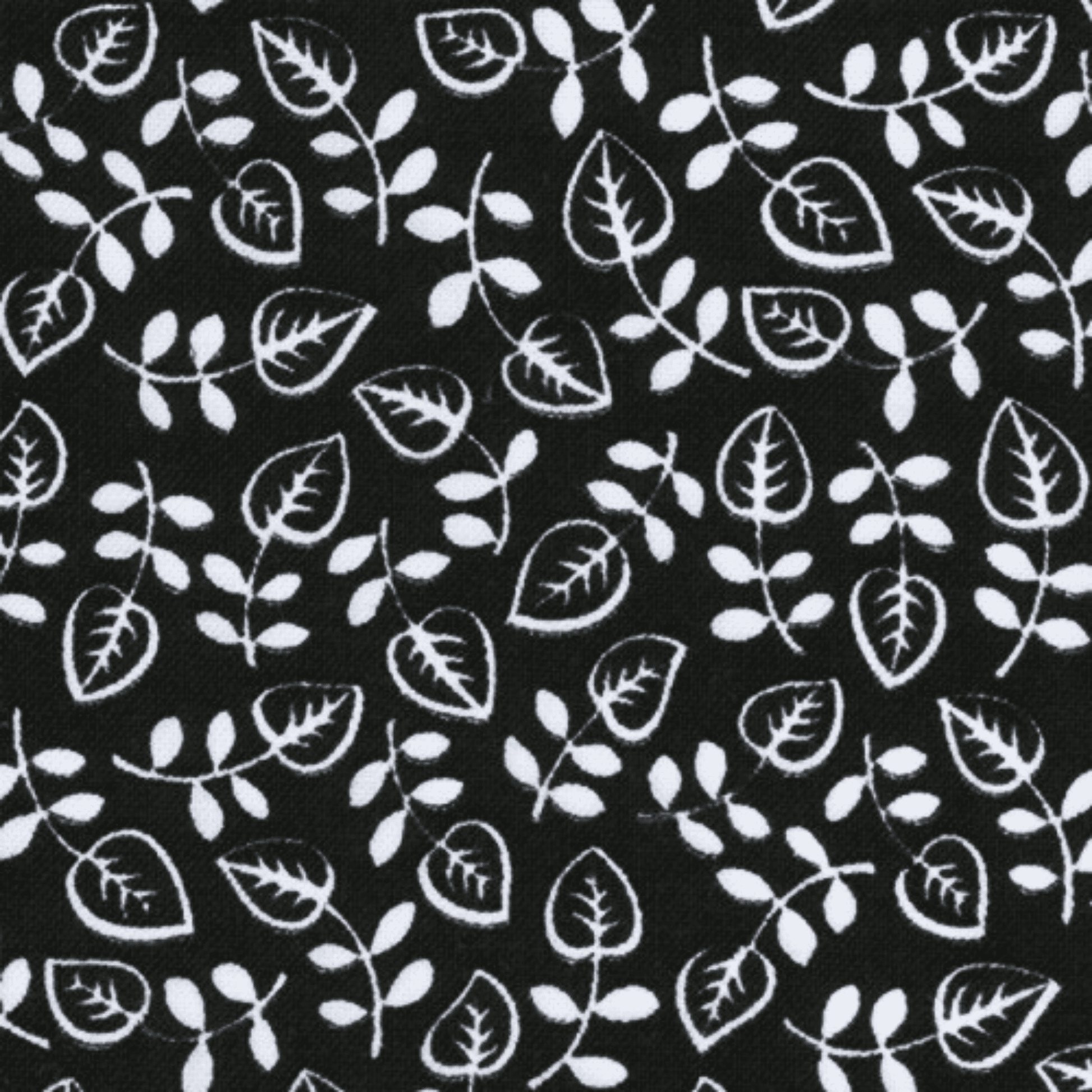 Me and My Sister: Dilly Dally 22146 16 (Black Leaves) - Three Wishes Patchwork Fabric