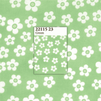White flowers on green quilting cotton for patchwork and sewing