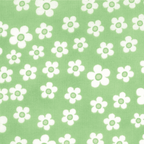 White flowers on green quilting cotton for patchwork and sewing