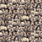 Realistic merino sheep border collie packed grey fabric for farm animal quilts and farmer gifts patchwork projects
