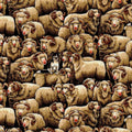 Realistic merino sheep border collie packed natural beige fabric for farm animal quilts and farmer gifts patchwork projects
