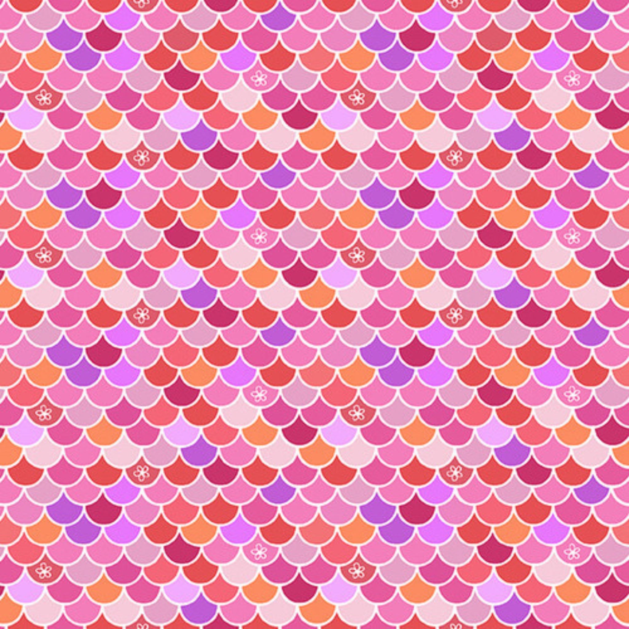Mermaid scales pink coral orange purple lavender fabric for children's quilts nursery and kids patchwork projects