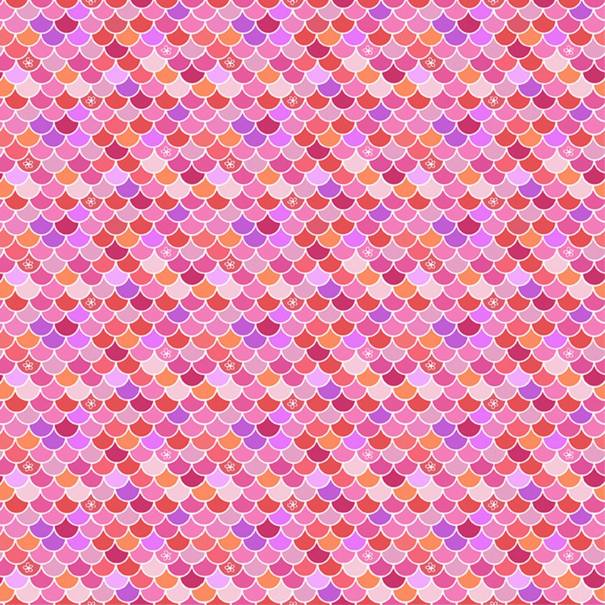 Mermaid scales pink coral orange purple lavender fabric for children's quilts nursery and kids patchwork projects