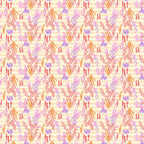 Seaweed coral purple flowers cream chevron wave fabric for children's quilts nursery and kids patchwork projects