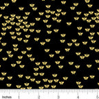 Metallic gold butterflies black fabric for makeup bags tote bags zip pouches gift bags girls quilts spring quilts and patchwork sewing projects