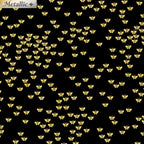 Metallic gold small butterflies black fabric for makeup bags tote bags zip pouches gift bags girls quilts spring quilts and patchwork sewing projects