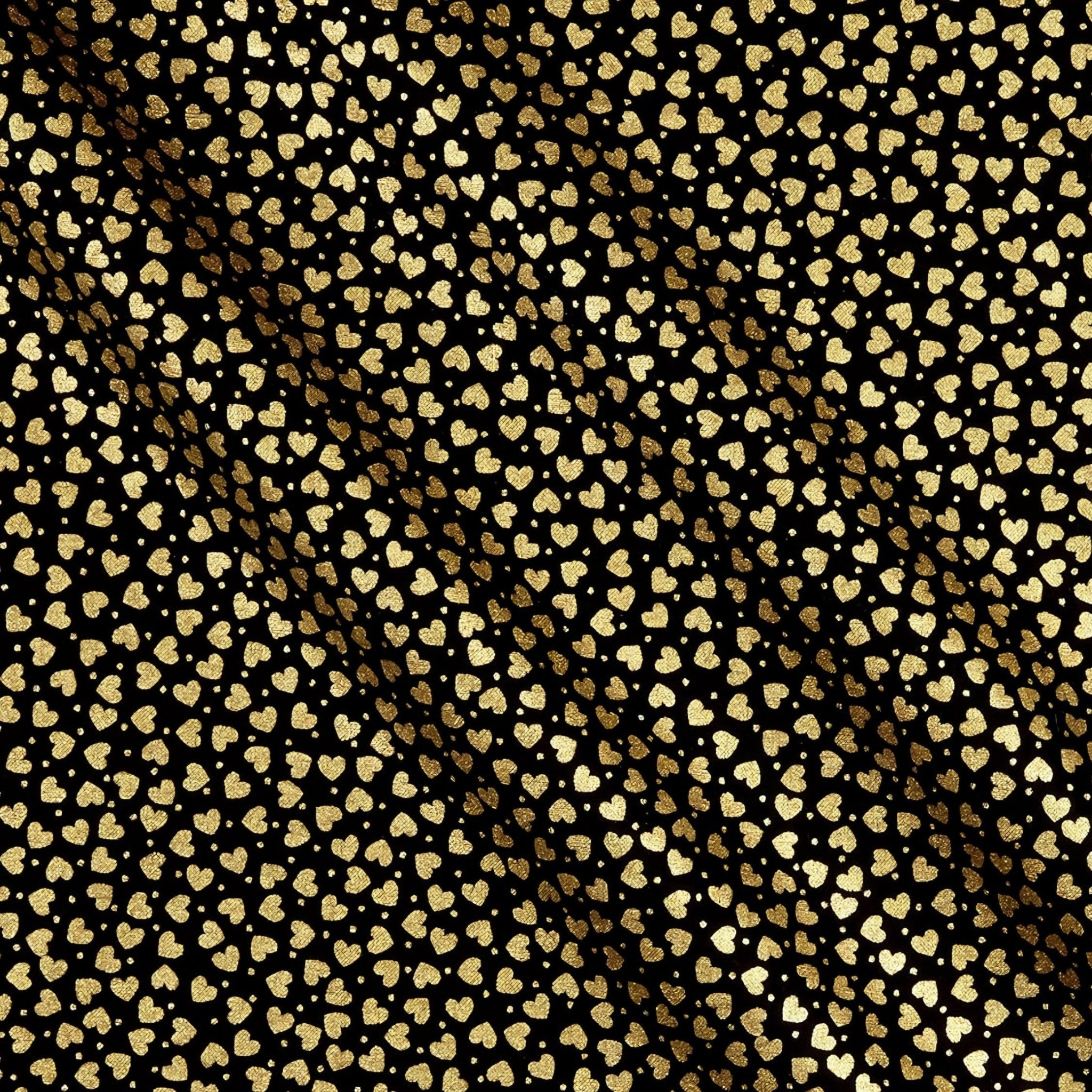 Metallic gold tiny hearts black fabric for makeup bags zip pouches tote bags gift bags Valentine's Day Mother's Day birthday décor and quilting projects