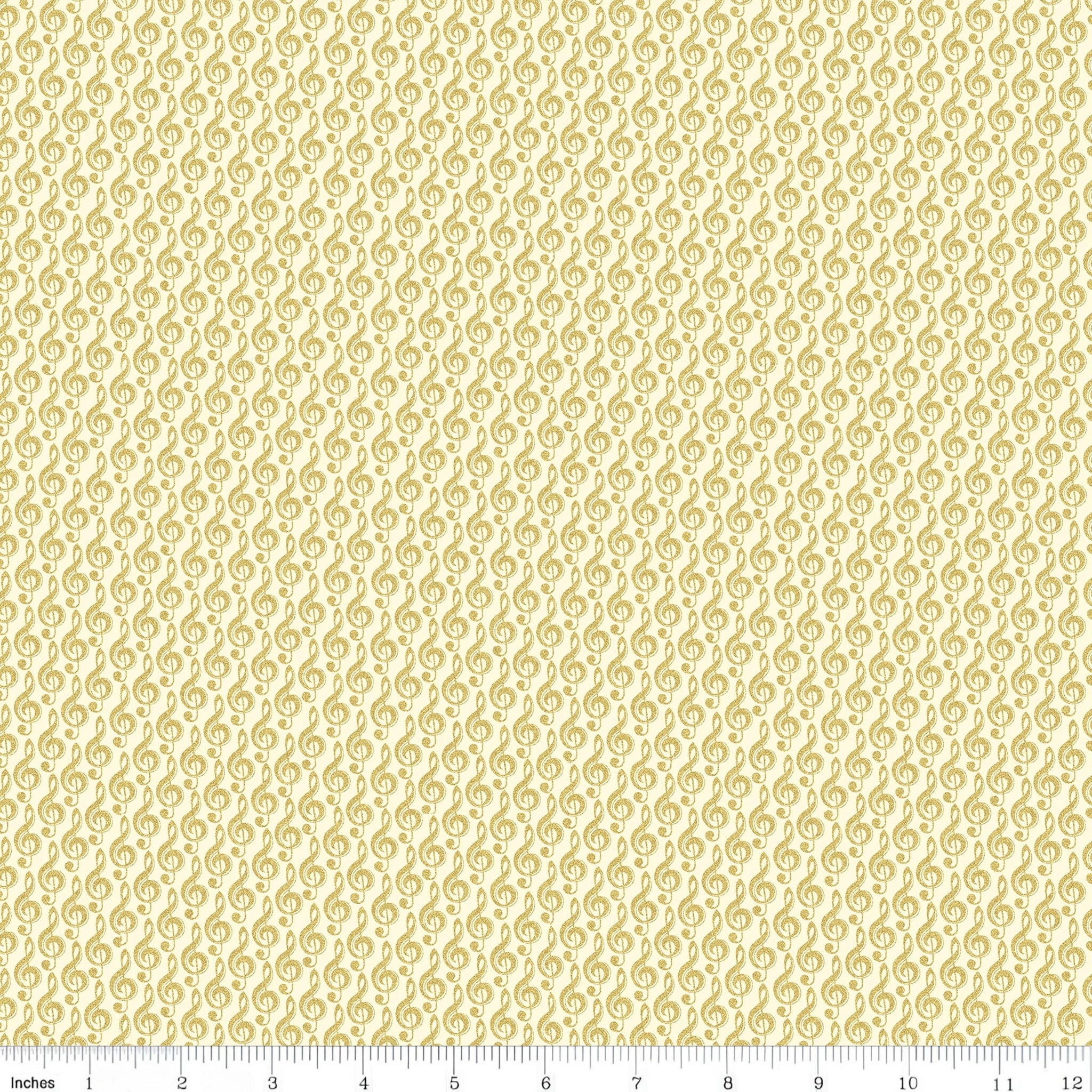 Metallic gold treble clef G clef music notes cream fabric for music quilts music book bags teacher gifts and patchwork projects