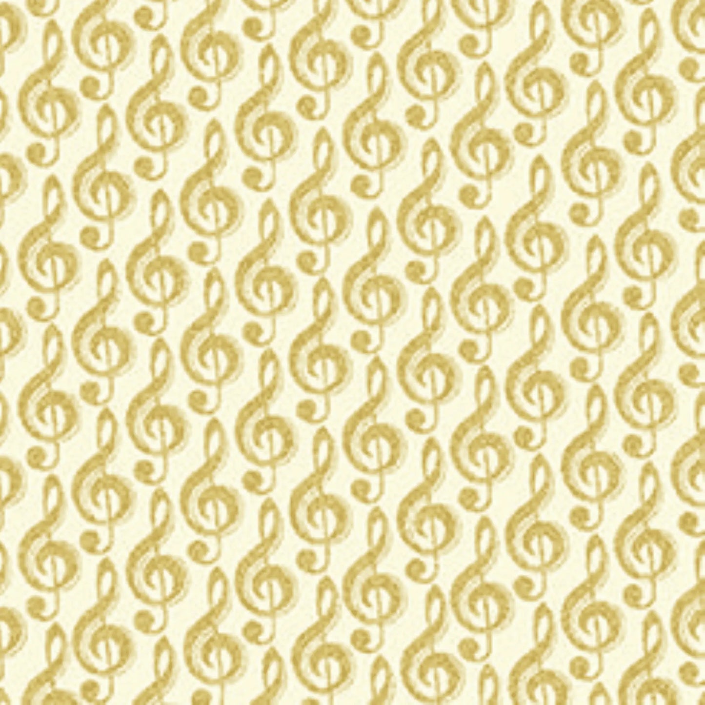 Gold Metallic Treble G Clef Music Fabric - Three Wishes Patchwork Fabric