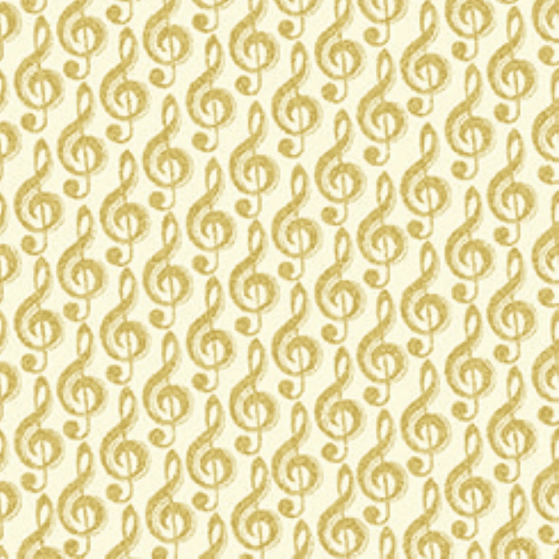 Gold Metallic Treble G Clef Music Fabric - Three Wishes Patchwork Fabric