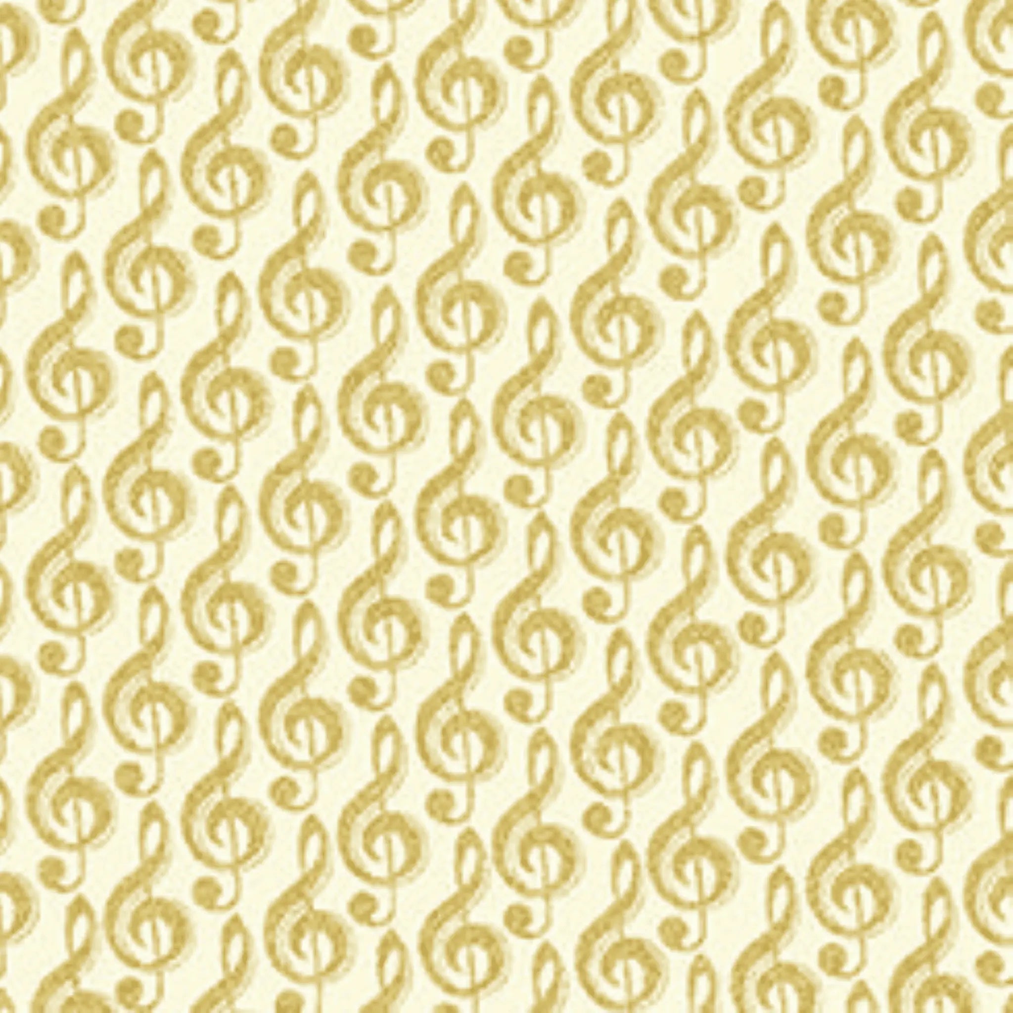 Gold Metallic Treble G Clef Music Fabric - Three Wishes Patchwork Fabric